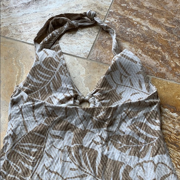 Tommy Bahama palm frond print sundress sand/tan/wh - Picture 6 of 8